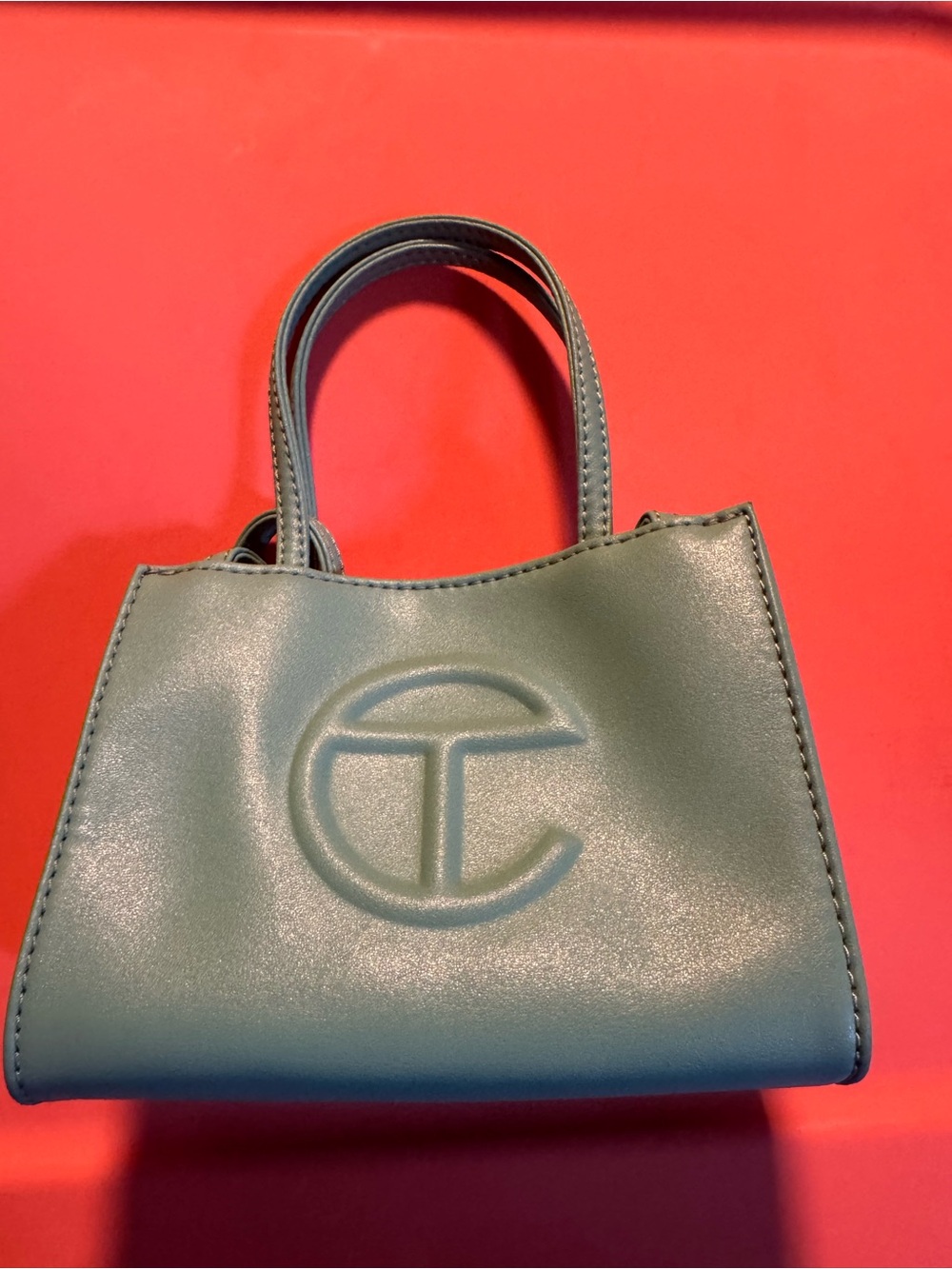 Telfar Mini Tote in Sage Green with Embossed Logo